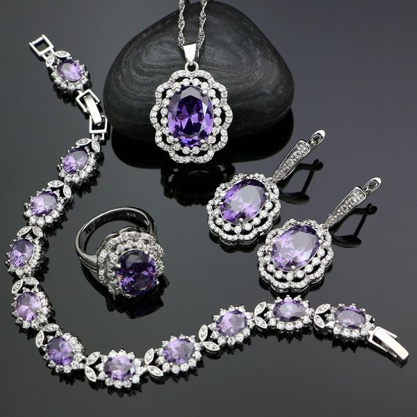925 silver jewelry sets for women purple cubic zirconia white crystal earrings/ring/bracelet/necklace/pendant silver jewellery
925 silver jewelry sets for women purple cubic zirconia white crystal earrings/ring/bracelet/necklace/pendant silver jewellery