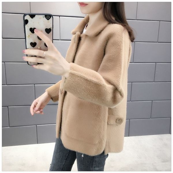 2020 new spring autumn women knit cardigan imitation mink cashmere coat female loose casual soft solid color sweater coats l01, White
2020 new spring autumn women knit cardigan imitation mink cashmere coat female loose casual soft solid color sweater coats l01, White