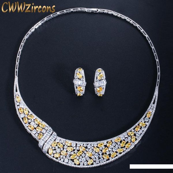 cwwzircons luxury yellow cubic zirconia stone bridal party choker necklace earrings sets for brides wedding jewelry set t018, Slivery;golden
cwwzircons luxury yellow cubic zirconia stone bridal party choker necklace earrings sets for brides wedding jewelry set t018, Slivery;golden
