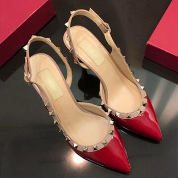 designer pointed toe with studs high heels genuine leather rock rivets sandals women studded strappy dress shoes slingbacks pumps+box, Black
designer pointed toe with studs high heels genuine leather rock rivets sandals women studded strappy dress shoes slingbacks pumps+box, Black