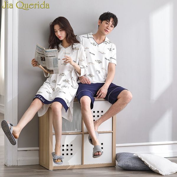 j&q men and women nightwear 2019 summer new shorts cute fishes print cotton 2 pieces & gown leisure couple matching pajamas suit, Black;brown
j&q men and women nightwear 2019 summer new shorts cute fishes print cotton 2 pieces & gown leisure couple matching pajamas suit, Black;brown