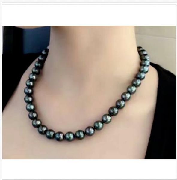 18inch 14k stunning 10-11mm tahitian round black pearl necklace, Silver
18inch 14k stunning 10-11mm tahitian round black pearl necklace, Silver