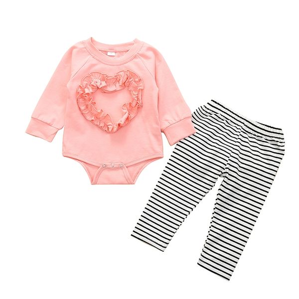 2020 new 2pcs newborn infants baby girl heart shaped bodysuit striped pants leggins outfits, White
2020 new 2pcs newborn infants baby girl heart shaped bodysuit striped pants leggins outfits, White