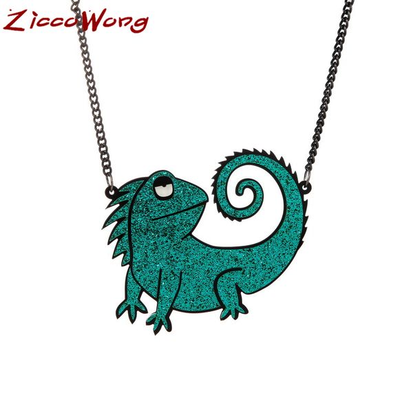 pendant necklaces ziccowong fashion chameleon necklace green glitter resin animal chain jewelry cute trendy, Silver
pendant necklaces ziccowong fashion chameleon necklace green glitter resin animal chain jewelry cute trendy, Silver