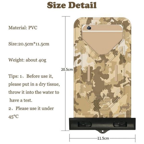 swimming mobile phone protection bag easy press camouflage mobile waterproof cover for phone beach sport
swimming mobile phone protection bag easy press camouflage mobile waterproof cover for phone beach sport