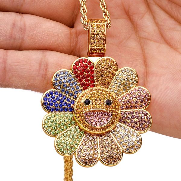 hip hop full cubic zirconia sunflower pendant necklace can rotate with twisted rope chain men women child gifts, Silver
hip hop full cubic zirconia sunflower pendant necklace can rotate with twisted rope chain men women child gifts, Silver