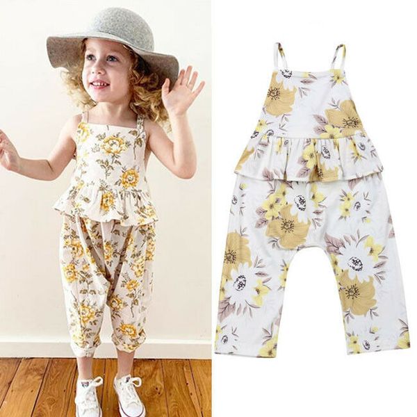 

2019 Brand Newborn Toddler Baby Girls Jumpsuit Rompers Outfit Princess Floral Ruffle Tutu Holiday Sunsuit Toddler Clothes 12M-4T