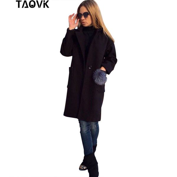 taovk women long overcoat long sleeve lapel coat with a fur balls pockets coats, Black
taovk women long overcoat long sleeve lapel coat with a fur balls pockets coats, Black