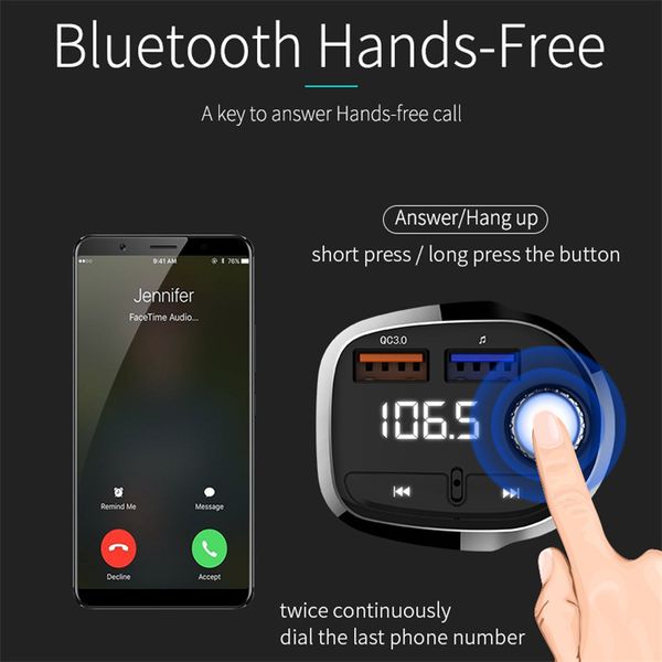 bluetooth car kit handsqc3.0 dual usb phone charger wireless fm transmitter lcd mp3 usb tf card player voltage show
bluetooth car kit handsqc3.0 dual usb phone charger wireless fm transmitter lcd mp3 usb tf card player voltage show