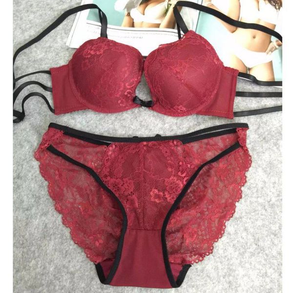 new beauty lace back breathable lingerie bra set lace gather adjustable underwear set, Red;black
new beauty lace back breathable lingerie bra set lace gather adjustable underwear set, Red;black