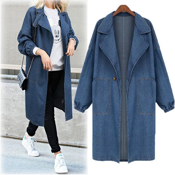 women plus size casual long sleeve single buckle solid turn-down collar denim jacket long jean coat outwear overcoat with pocket, Tan;black
women plus size casual long sleeve single buckle solid turn-down collar denim jacket long jean coat outwear overcoat with pocket, Tan;black
