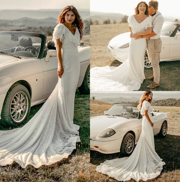 boho 2019 русалка свадебные платья v-образным вырезом с короткими рукавами кружева свадебные платья богемное свадебное платье дешево, White
boho 2019 русалка свадебные платья v-образным вырезом с короткими рукавами кружева свадебные платья богемное свадебное платье дешево, White