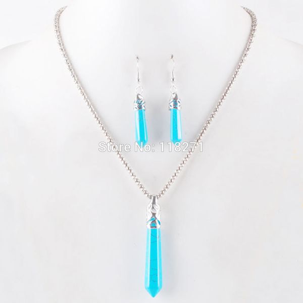 wojiaer natural pink quartz turquoises hexagonal pointed reiki chakra beads pendant earrings necklaces set jewelry pbq676, Silver
wojiaer natural pink quartz turquoises hexagonal pointed reiki chakra beads pendant earrings necklaces set jewelry pbq676, Silver