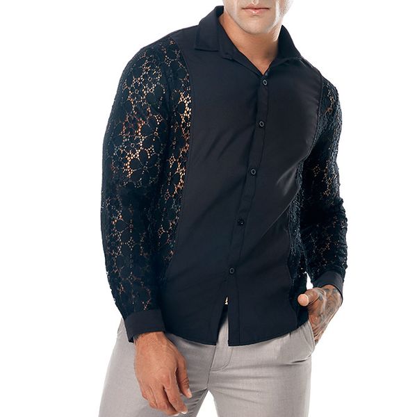mens designer shirts lace panelled fashion mens casual shirts single breasted long sleeved, White;black
mens designer shirts lace panelled fashion mens casual shirts single breasted long sleeved, White;black