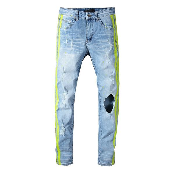 new italy style men's distressed one hole hollow out pants green sides blue denim skinny jeans slim trousers size 28-40 #593#
new italy style men's distressed one hole hollow out pants green sides blue denim skinny jeans slim trousers size 28-40 #593#