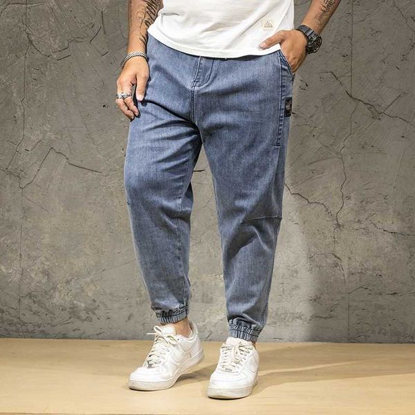 men's jeans large size spring casual elastic waist men loose harem pants plus 34-46 oversized, Blue
men's jeans large size spring casual elastic waist men loose harem pants plus 34-46 oversized, Blue