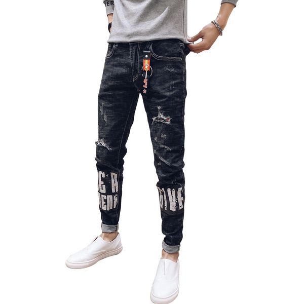 autumn mens washed jeans letter print hole slim feet long jeans hip hop zipper for men, Blue
autumn mens washed jeans letter print hole slim feet long jeans hip hop zipper for men, Blue