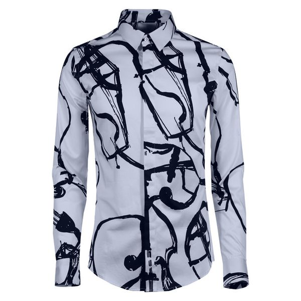 men's casual shirts 100% cotton luxury guitar patterns printed men long sleeve fashion trend slim fit mens dress shirt, White;black
men's casual shirts 100% cotton luxury guitar patterns printed men long sleeve fashion trend slim fit mens dress shirt, White;black