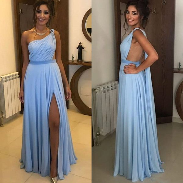 light blue one shoulder evening dresses back side split chiffon a line women prom celebrate gowns cheap, Black;red
light blue one shoulder evening dresses back side split chiffon a line women prom celebrate gowns cheap, Black;red