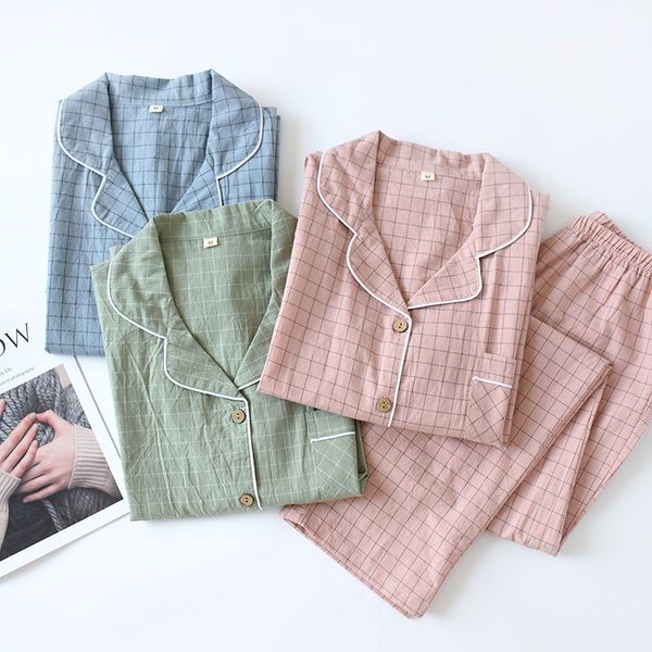 new water-washing cotton long-sleeved pants pajamas for women loungewear plaid sleepwear autumn lapel pure cotton home clothes, Black;red
new water-washing cotton long-sleeved pants pajamas for women loungewear plaid sleepwear autumn lapel pure cotton home clothes, Black;red