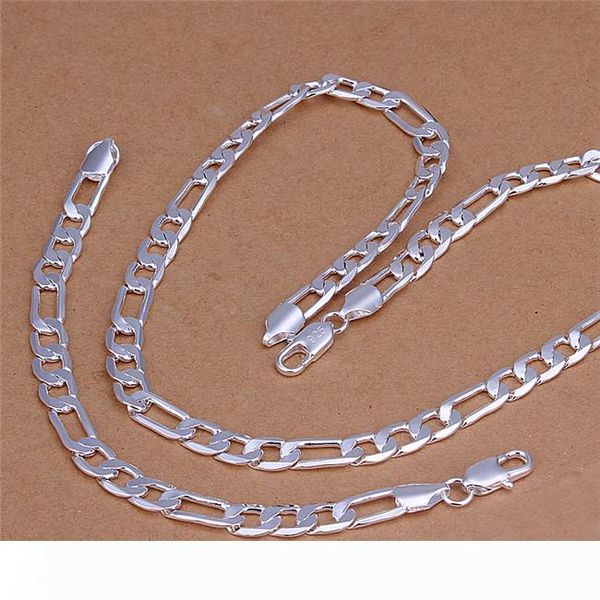 s210 925 sterling silver plated 8mm figaro chain necklace & bracelet fashion jewelry set for men ing
s210 925 sterling silver plated 8mm figaro chain necklace & bracelet fashion jewelry set for men ing