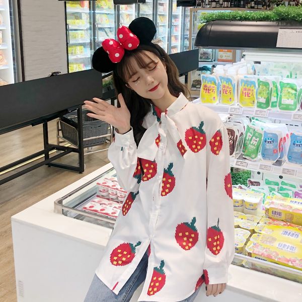 new print strawberry chic women blusas preppy style korean long sleeve blouse spring summer bow collar shirts quality, White
new print strawberry chic women blusas preppy style korean long sleeve blouse spring summer bow collar shirts quality, White