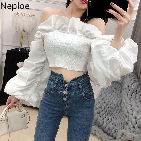 neploe off shoulder women shirt ruffle strapless blouse 2020 spring new lantern long sleeve short solid blusas 59074, White
neploe off shoulder women shirt ruffle strapless blouse 2020 spring new lantern long sleeve short solid blusas 59074, White