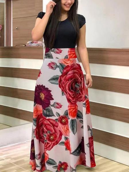 2020 women spring summer long flower dress short sleeved long sleeved designer dresses, Black;gray
2020 women spring summer long flower dress short sleeved long sleeved designer dresses, Black;gray