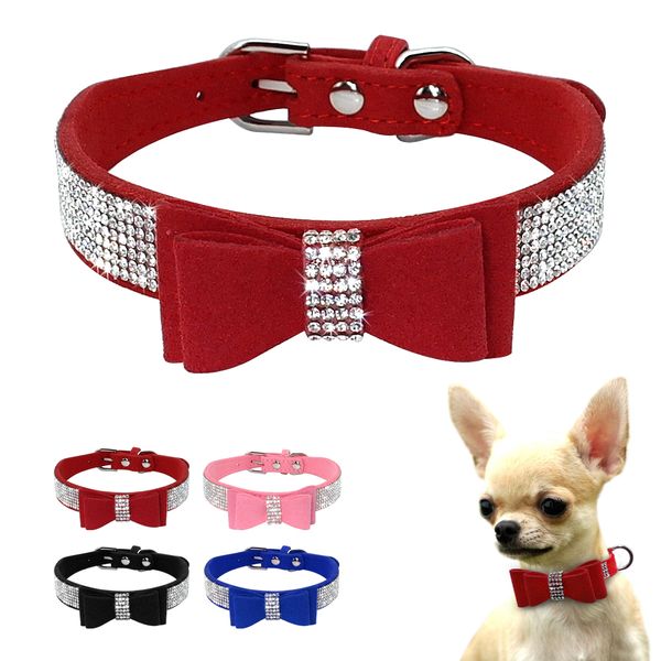 soft seude leather puppy dog collar bling rhinestone bowknot kitten cat collars for small medium dogs cats chihuahua pink xxs-m
soft seude leather puppy dog collar bling rhinestone bowknot kitten cat collars for small medium dogs cats chihuahua pink xxs-m