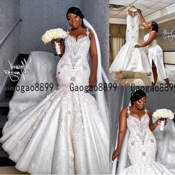 2020 african custom made luxury dubai arabic mermaid wedding dresses plus size beading crystals court train wedding dress bridal gowns, White
2020 african custom made luxury dubai arabic mermaid wedding dresses plus size beading crystals court train wedding dress bridal gowns, White