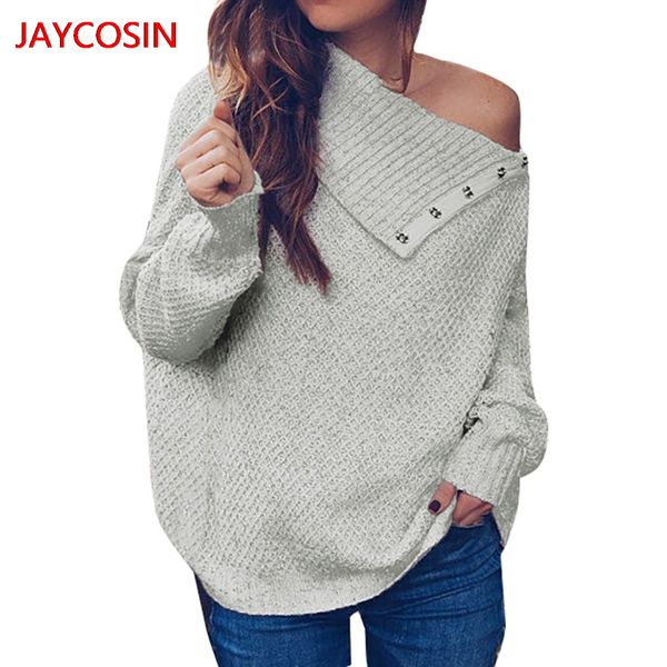 jaycosin sweater 2019 fashion womens long sleeve pullover one shoulder button solid sweater knitted pull femme l300806, White;black
jaycosin sweater 2019 fashion womens long sleeve pullover one shoulder button solid sweater knitted pull femme l300806, White;black