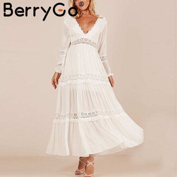 berrygo deep v neck women dress elegant backless long dress lace hollow out boho summer plus size pleated white, Black;gray
berrygo deep v neck women dress elegant backless long dress lace hollow out boho summer plus size pleated white, Black;gray