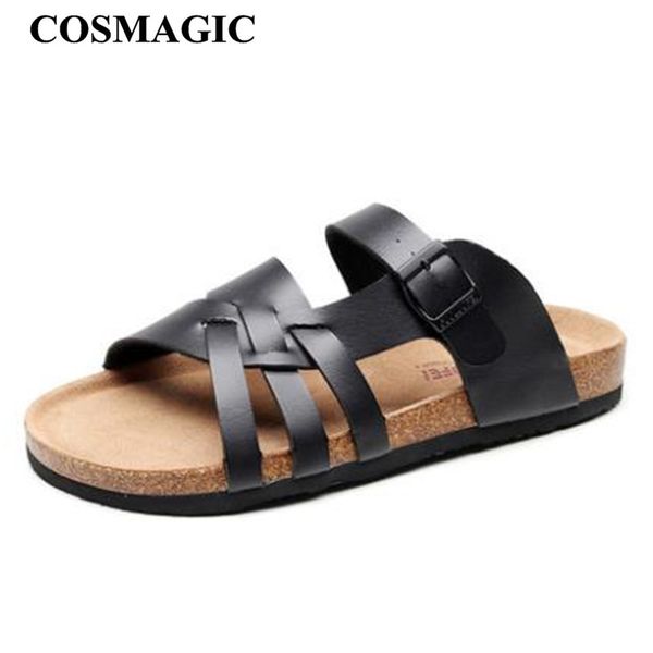cosmagic 2019 fashion men beach cork slippers summer cut-outs non-slip eva sole pu leather buckle slide shoe high quality, Black
cosmagic 2019 fashion men beach cork slippers summer cut-outs non-slip eva sole pu leather buckle slide shoe high quality, Black