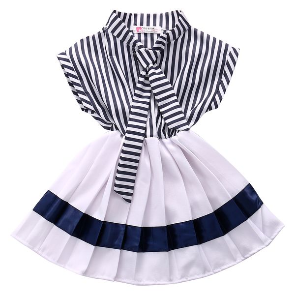 pudcoco 2019 summer cute toddler kids girls striped patchwork casual swing dress sundress army clothes 2-7y, Red;yellow