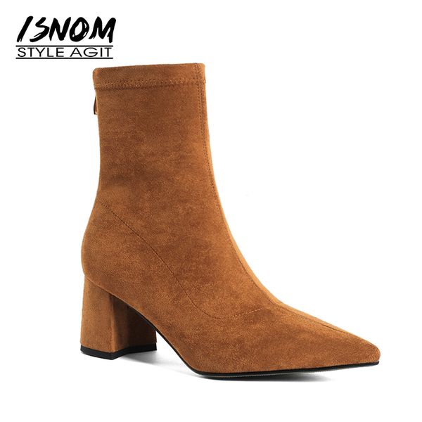 isnom autumn stretch women sock boots thick high heels boot pointed toe flock female shoes winter warm footwear big size 33-43, Black
isnom autumn stretch women sock boots thick high heels boot pointed toe flock female shoes winter warm footwear big size 33-43, Black