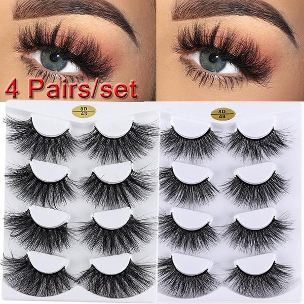 4 pairs 8d 25mm faux mink hair false eyelashes fluffy wispy flared crisscross natural long lashes handmade eye makeup tools 
4 pairs 8d 25mm faux mink hair false eyelashes fluffy wispy flared crisscross natural long lashes handmade eye makeup tools