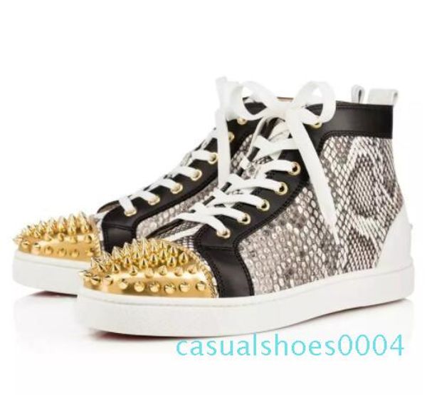 2020 new designer spikes high sneakers flat,studs red bottom casual shoes mens red sole trainer ac04, Black 
2020 new designer spikes high sneakers flat,studs red bottom casual shoes mens red sole trainer ac04, Black