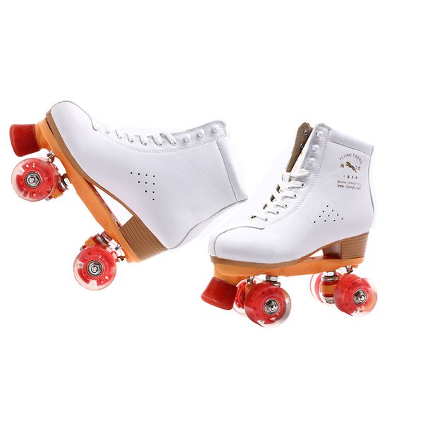 

children skating 4 wheels double row skates two line roller shoes super fiber leather patins kids pu flashing wheels ib41