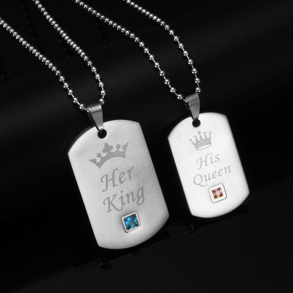 fashion-couple necklace her king his queen crown couple square necklace ins titanium steel pendant necklace valentine's day gift, Silver
fashion-couple necklace her king his queen crown couple square necklace ins titanium steel pendant necklace valentine's day gift, Silver