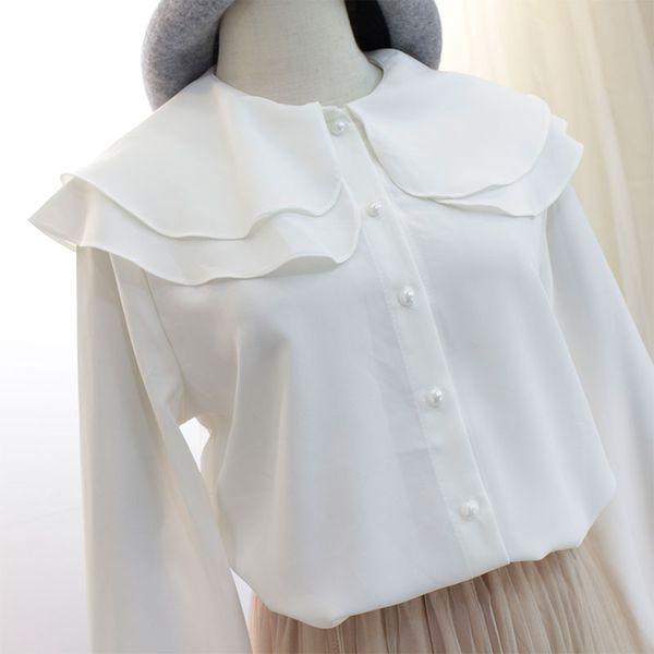 sweet girl student double layer peter pan collar white lantern sleeve shirt blouse female 2019
sweet girl student double layer peter pan collar white lantern sleeve shirt blouse female 2019