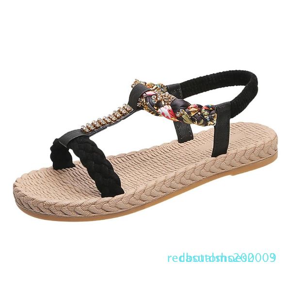 crystal t-type printed sandal for woman flower elastic band peep toe flat with sandals shoes woman zapatos de mujer 2020 r03, Black
crystal t-type printed sandal for woman flower elastic band peep toe flat with sandals shoes woman zapatos de mujer 2020 r03, Black