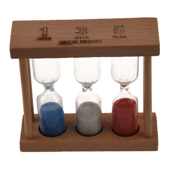 3 in 1 sand timer 1+3+5 minute - natural wood