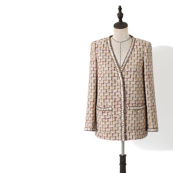 europe&america women v-neck plaid tweed coat brand new women loose vintage coat b017, Black
europe&america women v-neck plaid tweed coat brand new women loose vintage coat b017, Black