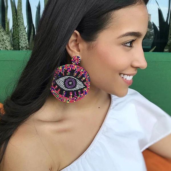 tide models devil's eye earrings for women bohemian ethnic hip hop funny rice beads woven eye fashion vintage female ear jewelry, Silver
tide models devil's eye earrings for women bohemian ethnic hip hop funny rice beads woven eye fashion vintage female ear jewelry, Silver