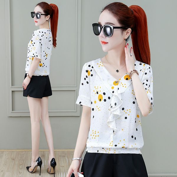 short-sleeved chiffon women's 2020 belly-covering jacket slim small shirt western style all-match shirt temperament jacket, White
short-sleeved chiffon women's 2020 belly-covering jacket slim small shirt western style all-match shirt temperament jacket, White