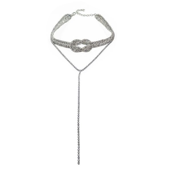choker necklace knotted with sparkling water drill women japanese and korean personality jewelry short clavicle chain jewelry, Silver
choker necklace knotted with sparkling water drill women japanese and korean personality jewelry short clavicle chain jewelry, Silver