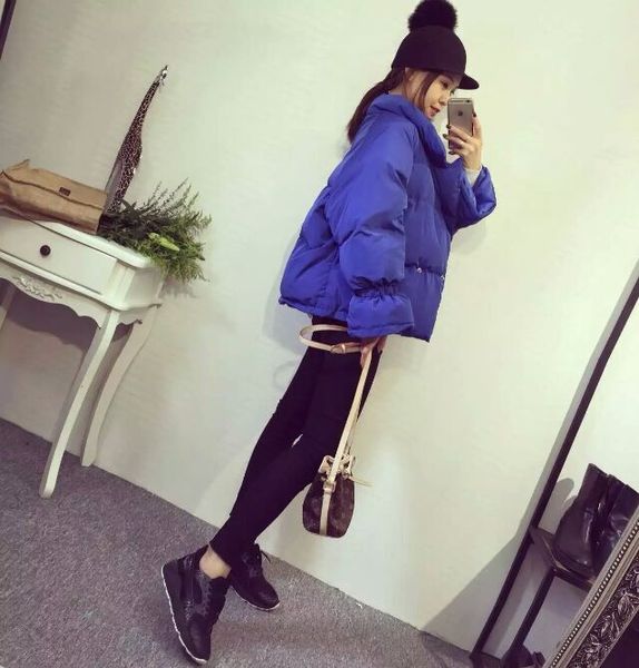 down feather cotton-padded clothes women's korean-style short students bf harajuku-style loose-fit slimming loose-fit down coat, Blue;black 
down feather cotton-padded clothes women's korean-style short students bf harajuku-style loose-fit slimming loose-fit down coat, Blue;black
