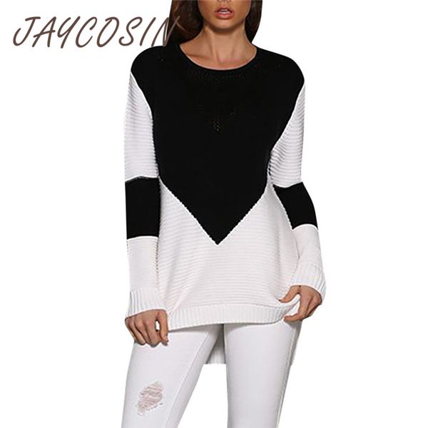 jaycosin clothes elegant women sweaters and pullovers ladies sweaters knitted long sleeve sweater 2019 winter color blocking top, White;black
jaycosin clothes elegant women sweaters and pullovers ladies sweaters knitted long sleeve sweater 2019 winter color blocking top, White;black