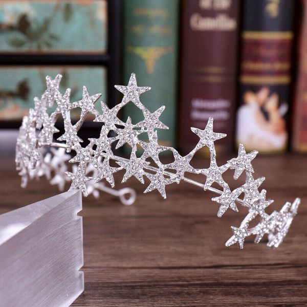 star rhinestone tiara band crystal hair crown wedding pageant stylish fashion rhinestone accessories eoyal tiara headband, Golden;white
star rhinestone tiara band crystal hair crown wedding pageant stylish fashion rhinestone accessories eoyal tiara headband, Golden;white