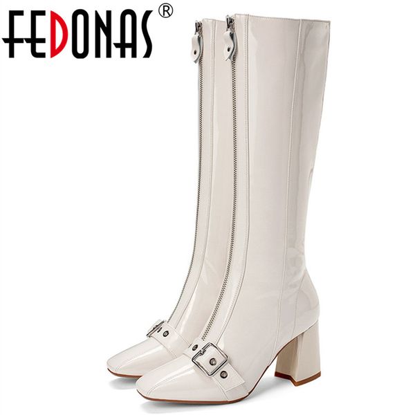 fedonas 2020 autumn winter warm long boots punk zipper women knee high boots cow patent leather female party shoes woman, Black
fedonas 2020 autumn winter warm long boots punk zipper women knee high boots cow patent leather female party shoes woman, Black